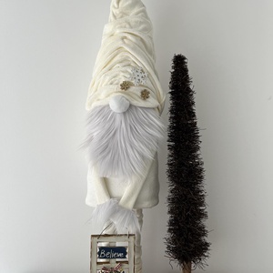 Karácsonyi álló, fehér manó - kb. 85 cm - Meska.hu