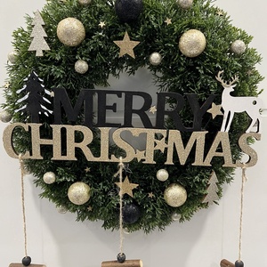 Fekete-arany, Merry Christmas kopogtató, Karácsony, Adventi díszek, Adventi ajtódísz, , MESKA