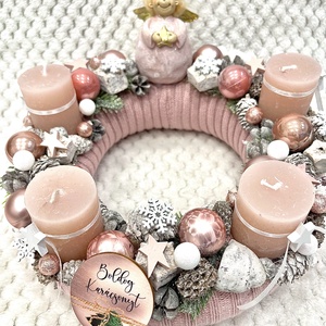 Púder-mályva adventi koszorú, Karácsony, Adventi díszek, Adventi koszorú, , MESKA