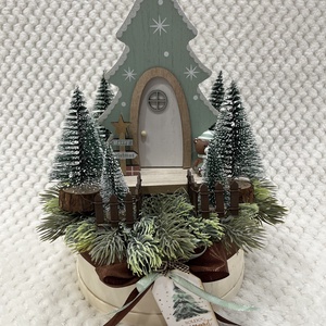 Zöld manóházikós adventi box, Karácsony, Adventi díszek, Adventi koszorú, , MESKA