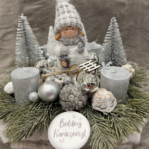 Ezüst-fehér adventi box, Karácsony, Adventi díszek, Adventi koszorú, , MESKA