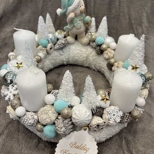 Menta-fehér adventi koszorú - Meska.hu