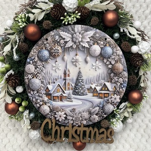 Téli falus, fehér-barna kopogtató - Meska.hu