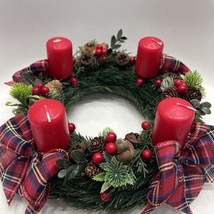 Klasszikus, piros-zöld adventi koszorú - Meska.hu