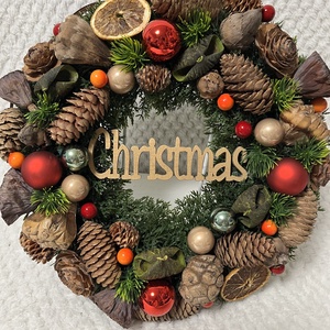 Klasszikus, barna-piros kopogtató, Karácsony, Adventi díszek, Adventi ajtódísz, , MESKA