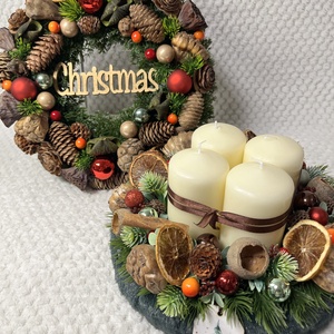 Klasszikus adventi koszorú és kopogtató szett, Karácsony, Adventi díszek, Adventi ajtódísz, , MESKA