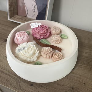 Virágos szójaviasz gyertya tálban - otthon & életmód - gyertya, illat, aroma - gyertya - Meska.hu