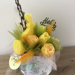 Húsvéti nyuszis szójaviasz box - ünnepi díszek, dekorációk - húsvéti díszek és dekorációk - húsvéti asztaldíszek - Meska.hu