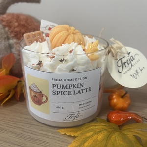 Pumpkin Spice Latte szójaviasz gyertya, Otthon & Életmód, Gyertya, illat, aroma, Gyertya, Gyertya-, mécseskészítés, MESKA