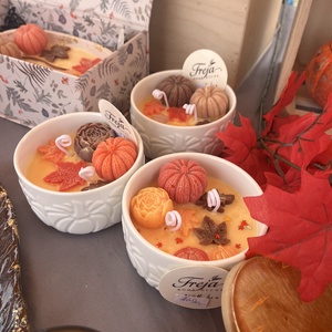 Pumpkin Spice szójaviasz gyertya tökös kerámia tálban - Meska.hu