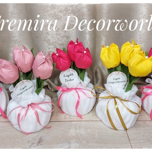 Álló Textiltulipán, Otthon & Életmód, Dekoráció, Virágdísz és tartó, Csokor & Virágdísz, Varrás, MESKA