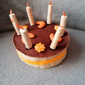 Narancsos, csokis filc torta gyümölcsökkel, habbal - játék & sport - szerepjáték - Meska.hu
