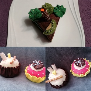 Cukrász szett, kiwi tortaszelet, muffinokkal filc sütik - Meska.hu