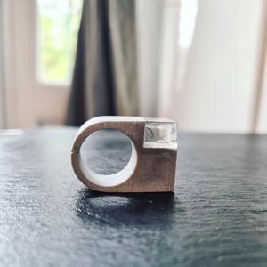 Minimal design gyűrű - kocka, Ékszer, Gyűrű, Figurális gyűrű, Kőfaragás, Meska