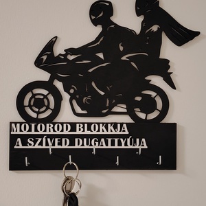 Motoros fali kulcstartó , Otthon & Életmód, Dekoráció, Fali és függő dekoráció, Fali kulcstartó, Festett tárgyak, Gravírozás, pirográfia, MESKA