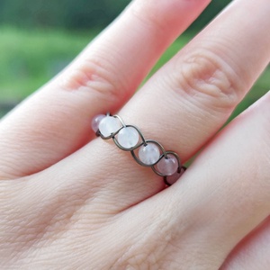 Rózsakvarc ásványgyűrű, Ékszer, Gyűrű, Többköves gyűrű, Ékszerkészítés, MESKA