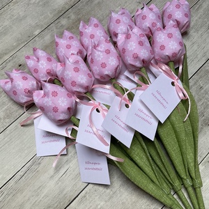 Nőnapi textil tulipánok / szett: 12 db/ ingyen ajándékkísérővel, Otthon & Életmód, Virágdekoráció, Virágok, Szálas virág, Varrás, MESKA