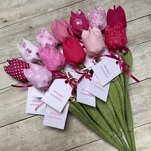 Nőnapi textil tulipánok / szett: 12 db/ ingyen ajándékkísérővel, Otthon & Életmód, Virágdekoráció, Virágok, Szálas virág, Varrás, MESKA