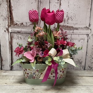 Tavaszi dekoráció textil tulipánokkal - Meska.hu