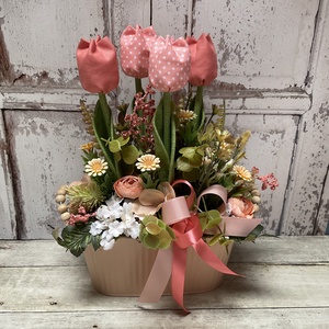 Tavaszi dekoráció textil tulipánokkal - Meska.hu