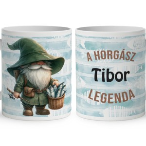 Névvel kérhető - Horgász manó sikeres nap mintás bögre, Otthon & Életmód, Konyhafelszerelés, tálalás, Tálalás, Bögre & Csésze, , MESKA