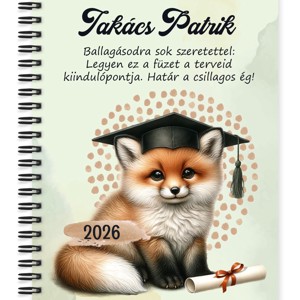 Személyre szabható - 2026 Ballagás - Róka mintás füzet - Meska.hu