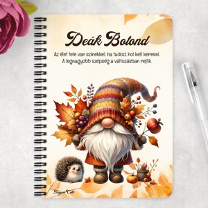 Személyre szabható - Cuki őszi manó sünikével mintás A5-ös füzet - otthon & életmód - papír, írószer - jegyzetfüzet & napló - Meska.hu
