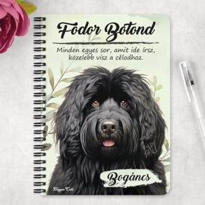 Személyre szabható - Fekete puli portré mintás A6-os füzet - otthon & életmód - papír, írószer - jegyzetfüzet & napló - Meska.hu