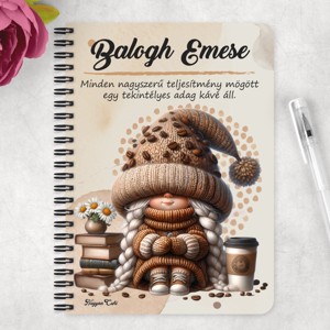 Személyre szabható - Könyvmoly kávés manó lány mintás A5-ös füzet - otthon & életmód - papír, írószer - jegyzetfüzet & napló - Meska.hu