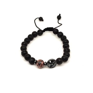 Bazalt életfa karkötő Rodonit gyönggyel 8 mm, Ékszer, Karkötő, Ásványkarkötő, , MESKA