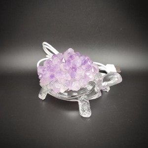 Lámpa USB Ametiszt teknős üveg 11x8cm, Kellékek & szerszámok, Ásvány alapanyag, Ásvány lámpa, , MESKA