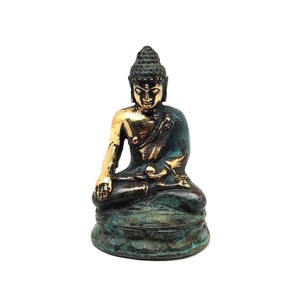 Réz figura Buddha tanító kék arany 6,5x4cm - Meska.hu