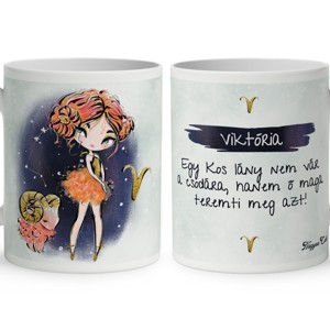 Személyre szabható - Vörös hajú Csini Kos lány mintás bögre - Meska.hu