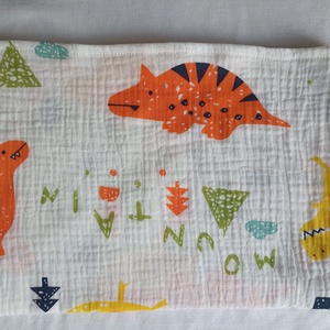 Nyári muszlin babatakaró kánikula duplagéz gyerektakaró 70x90 cm színes dínós, Otthon & Életmód, Babaszoba, gyerekszoba, Babatakaró, gyerek pléd, Varrás, MESKA