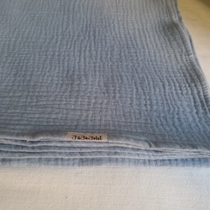 Nyári kánikula duplagéz felnőtt takaró muszlin 140x190 cm fakó farmerkék, Otthon & Életmód, Lakástextil, Felnőtt takaró, pléd, Varrás, MESKA