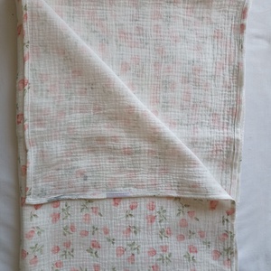 Nyári kánikula duplagéz felnőtt takaró muszlin 140x190 cm rózsa virág - otthon & életmód - lakástextil - felnőtt takaró, pléd - Meska.hu