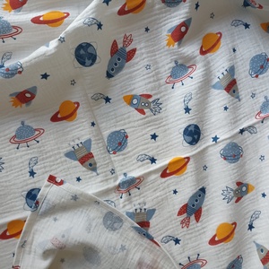 Nyári kánikula duplagéz felnőtt takaró muszlin 140x00 cm űrhajós - otthon & életmód - lakástextil - felnőtt takaró, pléd - Meska.hu
