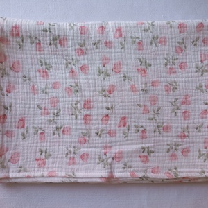 Nyári muszlin babatakaró kánikula duplagéz gyerektakaró 70x90 cm rózsa virág - Meska.hu