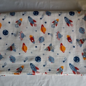 Nyári muszlin kánikula ovistakaró duplagéz gyerektakaró 100x130 cm űrhajós - otthon & életmód - babaszoba, gyerekszoba - babatakaró, gyerek pléd - Meska.hu