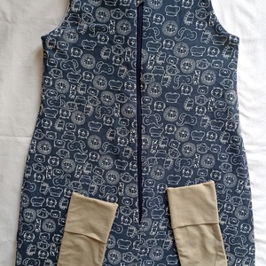 104-110-116-os Őszi téli tipegő hálózsák átmenti pamut sötétkék állatos, Ruha & Divat, Babaruha & Gyerekruha, Tipegőhálózsák, Varrás, MESKA