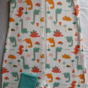 110-116-122-es Őszi téli tipegő hálózsák átmeneti pamut 21-23 fokba nari-menta dínós, Ruha & Divat, Babaruha & Gyerekruha, Tipegőhálózsák, Varrás, MESKA