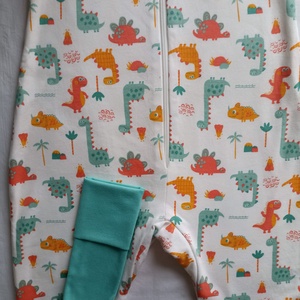 110-116-122-es Őszi téli tipegő hálózsák átmeneti pamut 21-23 fokba nari-menta dínós - ruha & divat - gyerekruha - Meska.hu