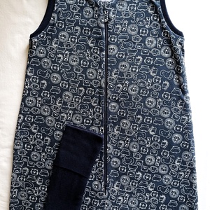 134-140-146-os Őszi tipegő hálózsák átmeneti pamut sötétkék állatos - Meska.hu