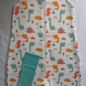 134-140-146-os Őszi téli tipegő hálózsák átmenti pamut menta narancs dínós - Meska.hu