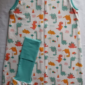 134-140-146-os Őszi téli tipegő hálózsák átmenti pamut menta narancs dínós, Baba - mama, Tipegőhálózsák, Babaruházat, Varrás, MESKA