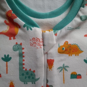 134-140-146-os Őszi téli tipegő hálózsák átmenti pamut menta narancs dínós - baba - mama - babaruházat - tipegőhálózsák - Meska.hu