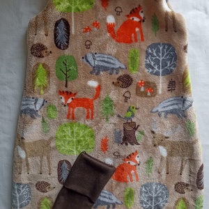 92-98-104-es őszi téli tipegő hálózsák 20-23 fokba wellsoft+ vékony pamut drapp erdős - Meska.hu