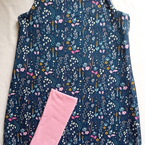 104-110-116-os átmeneti tipegő hálózsák pamut melegebb szobába 23-25 fokba sötétkék virágos - Meska.hu