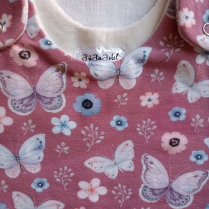 74-80-86-os Őszi téli tipegő hálózsák 21-23 fokba kétrétegű pamut bolyhos béléssel mályva pillangós - baba - mama - babaruházat - tipegőhálózsák - Meska.hu