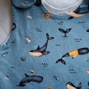 110-116-122-es Őszi tipegő hálózsák 22-24 fokba átmeneti pamut bálnás - baba - mama - babaruházat - tipegőhálózsák - Meska.hu